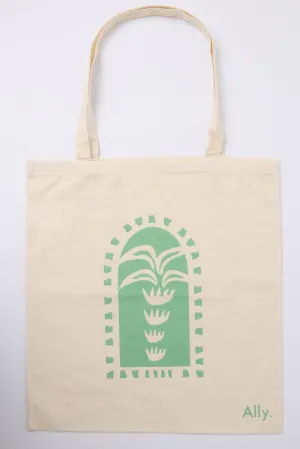 Green Print Tote Bag Printed Balmy Palm