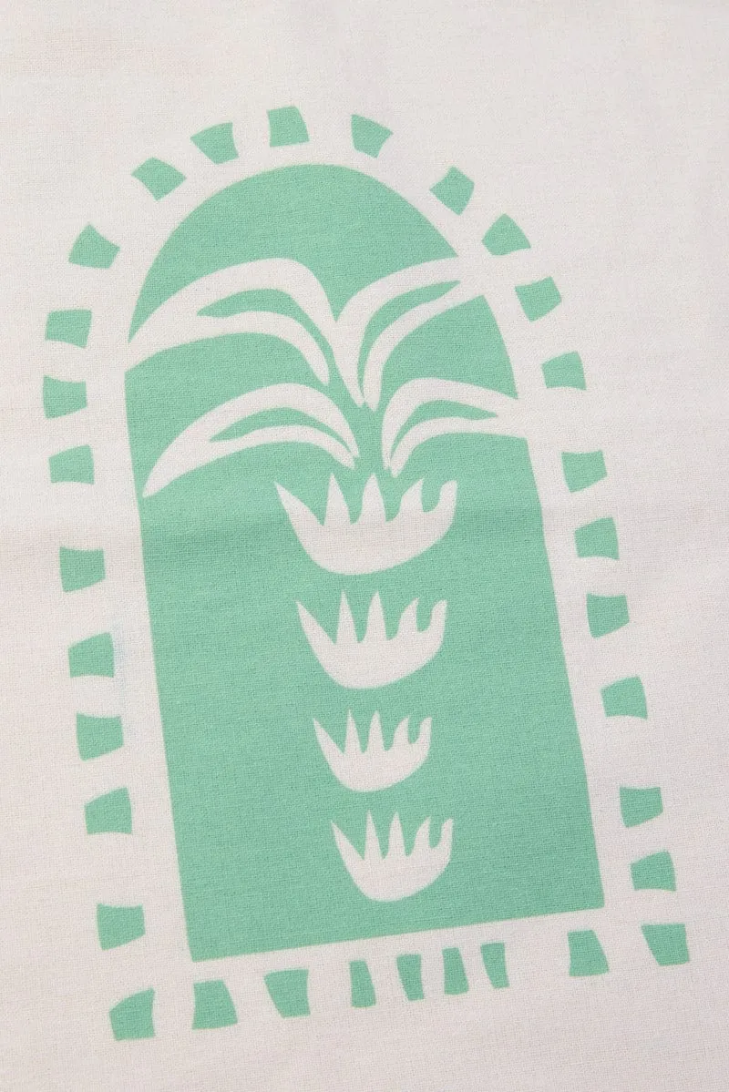 Green Print Tote Bag Printed Balmy Palm