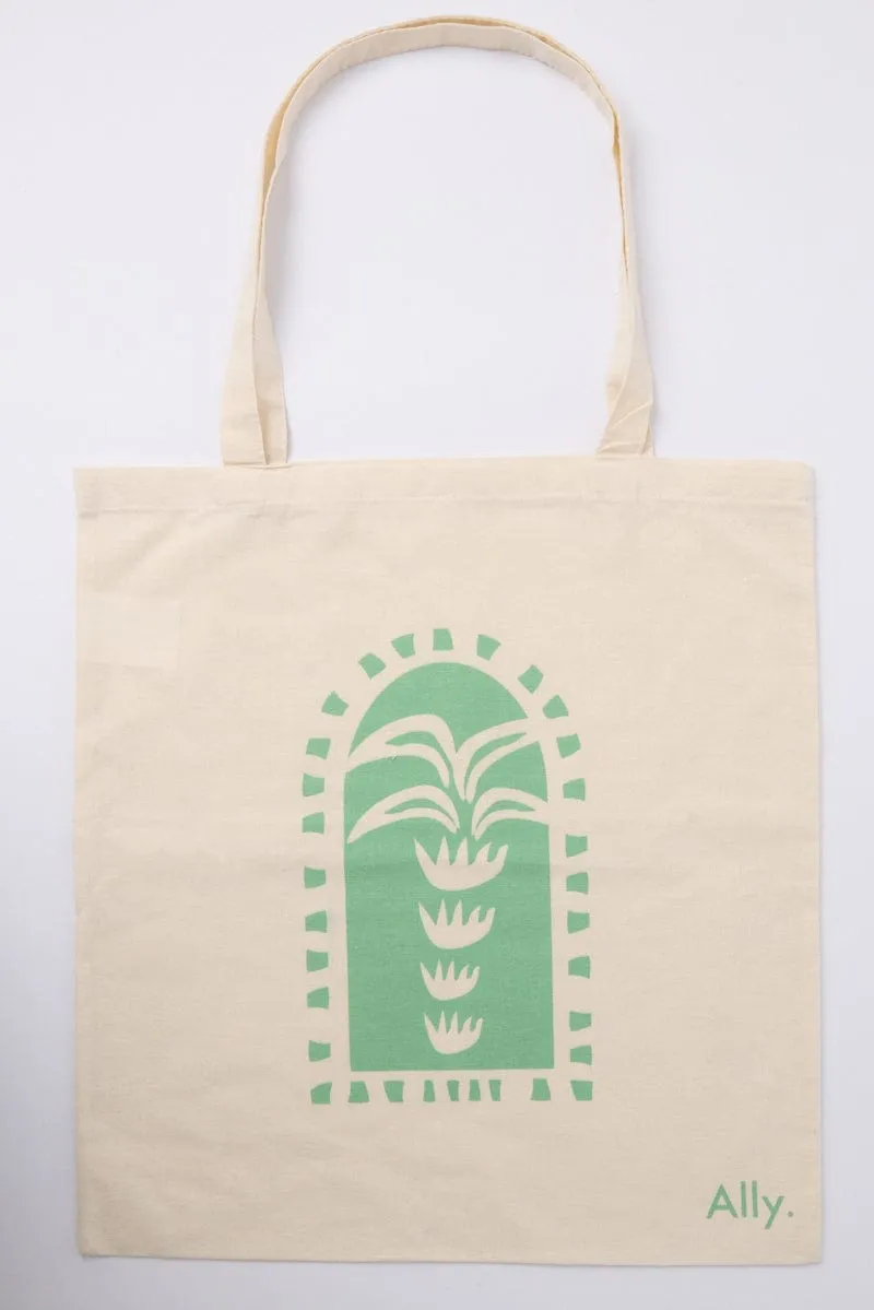 Green Print Tote Bag Printed Balmy Palm