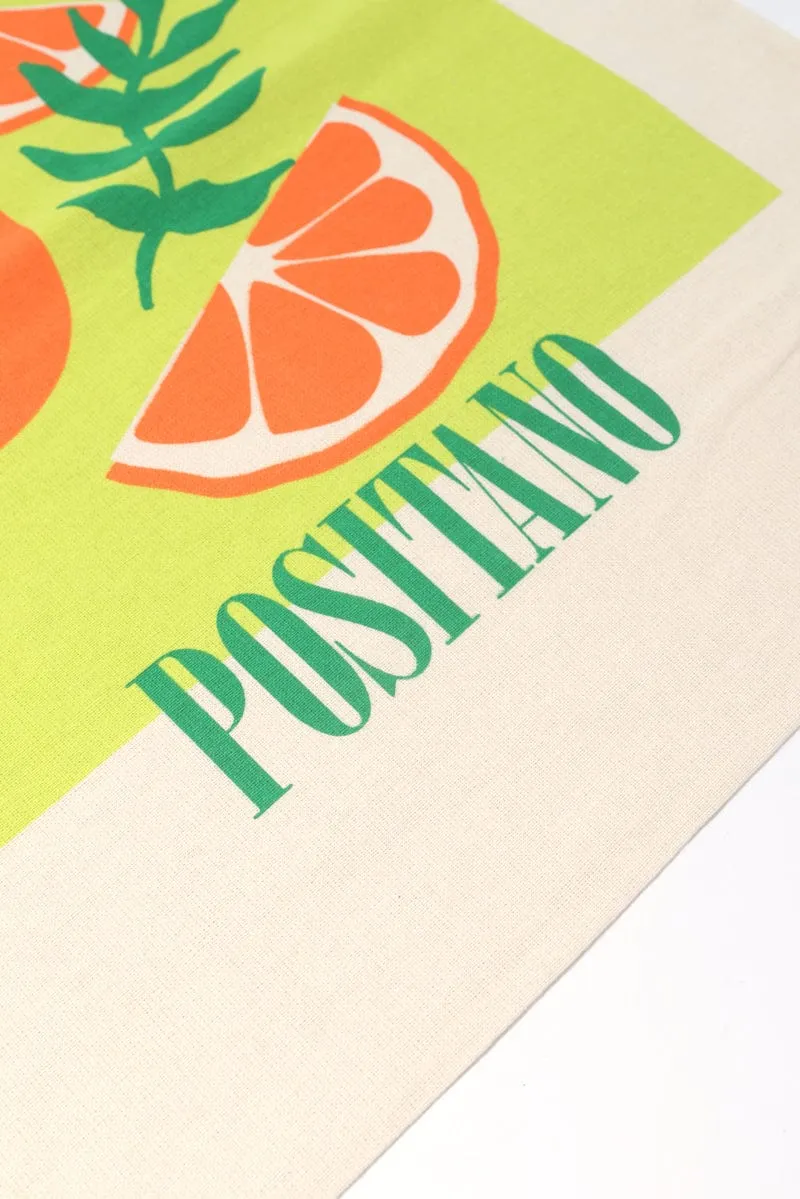 Green Print Tote Bag Printed Positano Oranges
