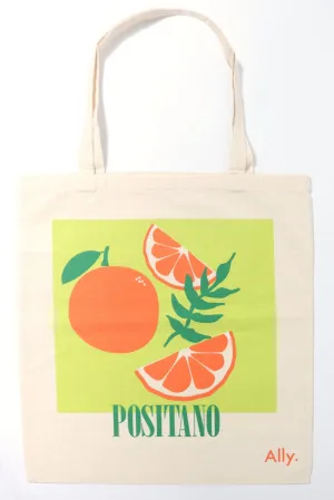 Green Print Tote Bag Printed Positano Oranges
