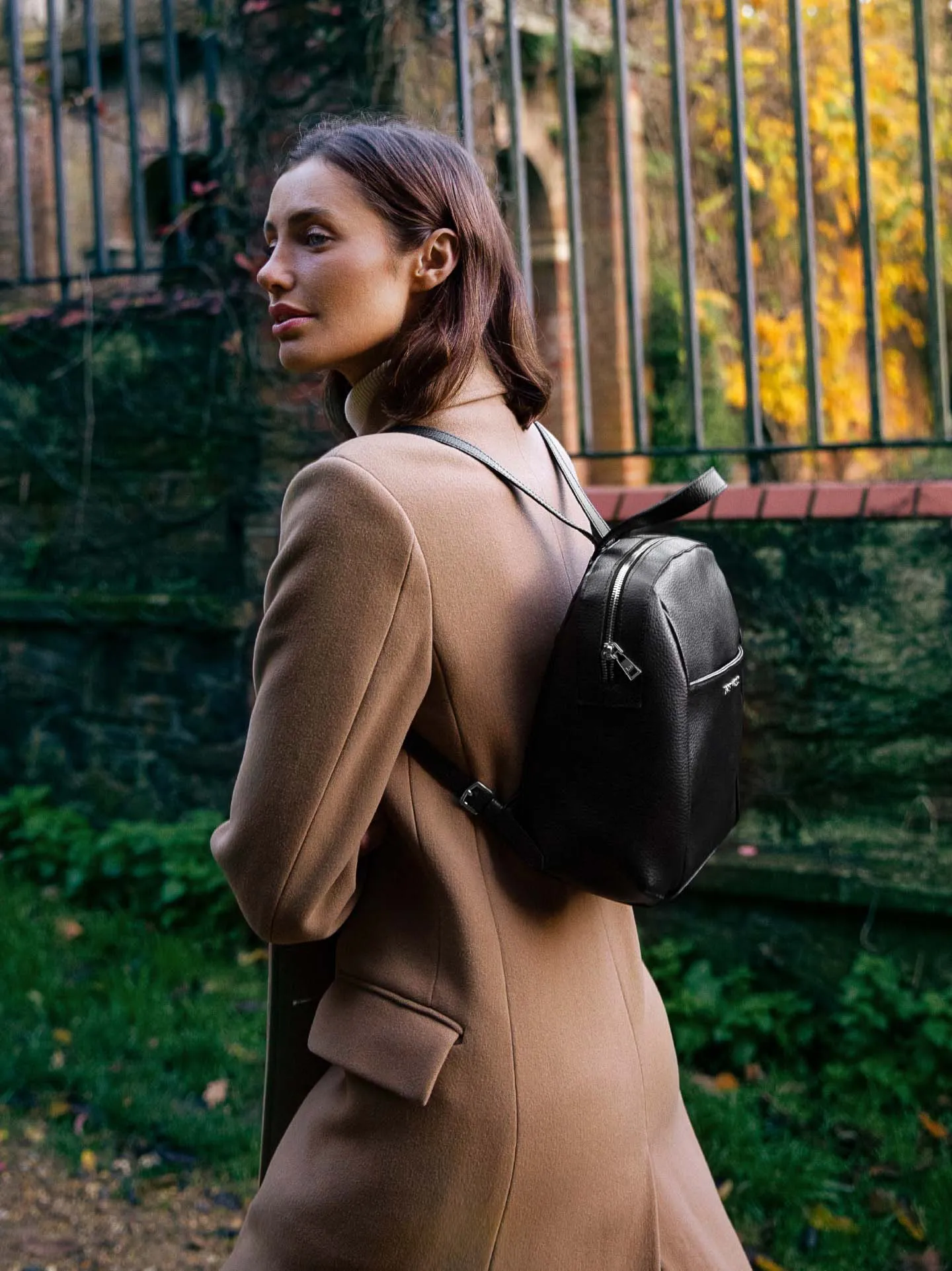 Hazel MIRUM® Leather Vegan Backpack | Black & Silver