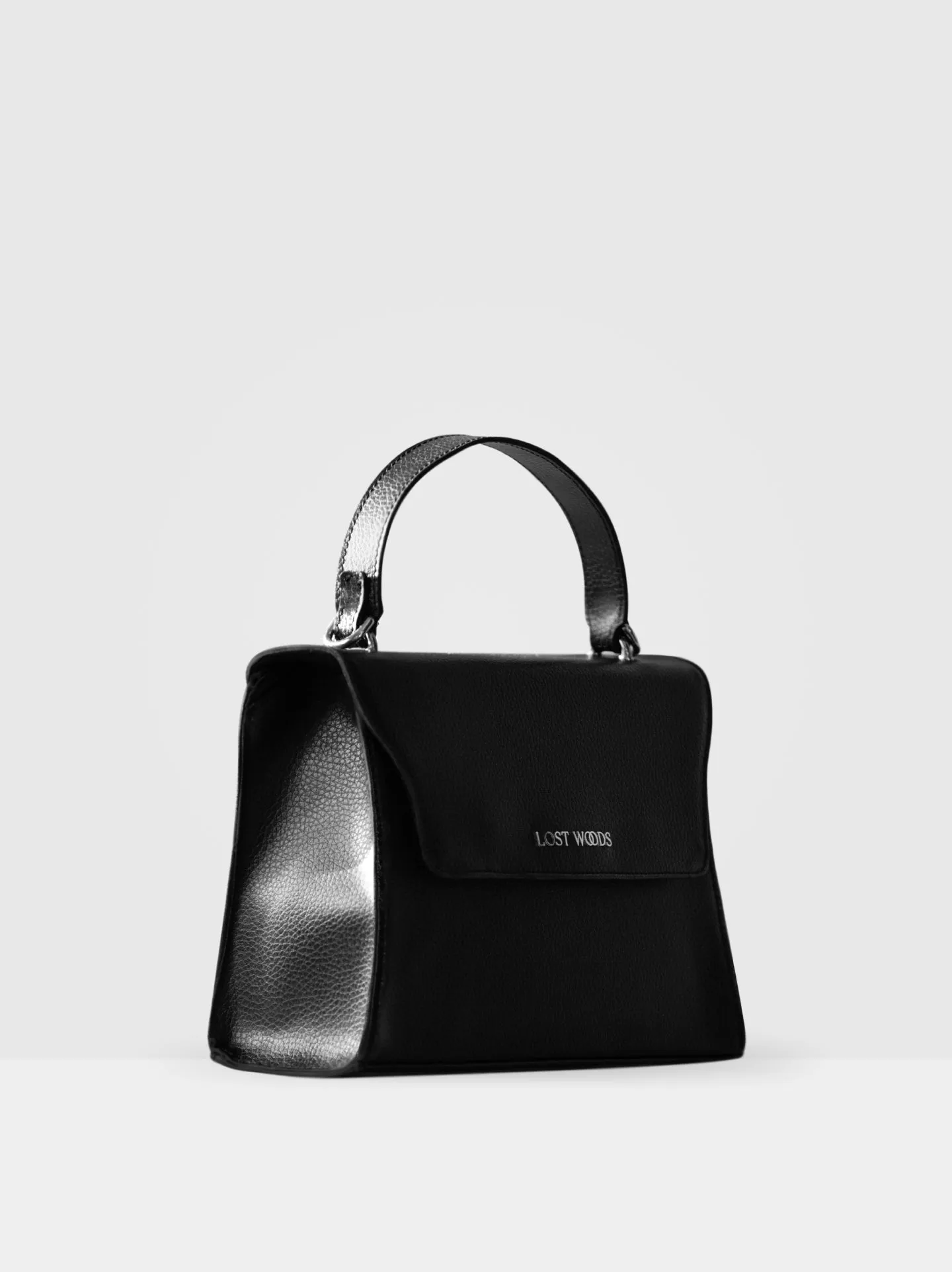Ivy MIRUM® Leather Vegan Handle Bag |  Black & Silver
