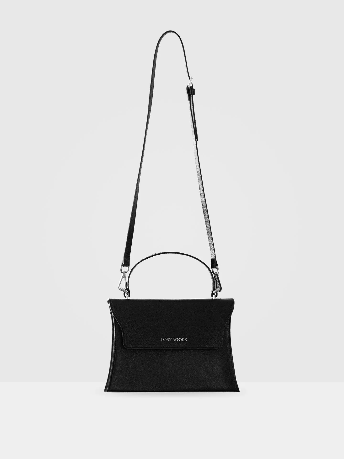 Ivy MIRUM® Leather Vegan Handle Bag |  Black & Silver
