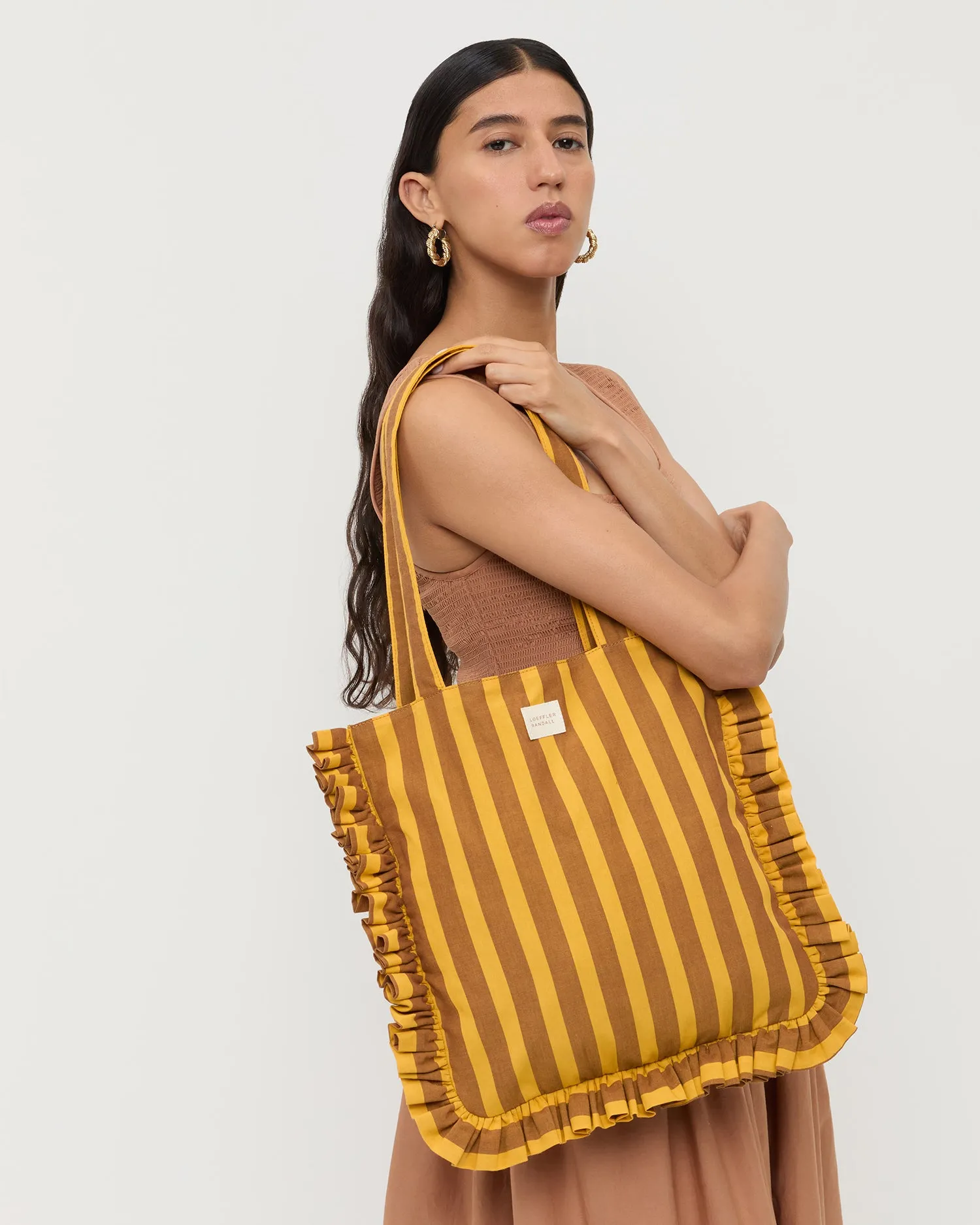 Justine Brown/Yellow Stripe Tote Bag