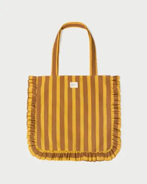 Justine Brown/Yellow Stripe Tote Bag