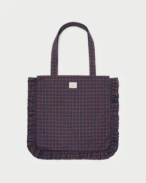 Justine Navy Ruffle Tote