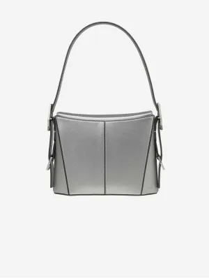 Kiara Vegan Apple Leather Shoulder Bag | Silver