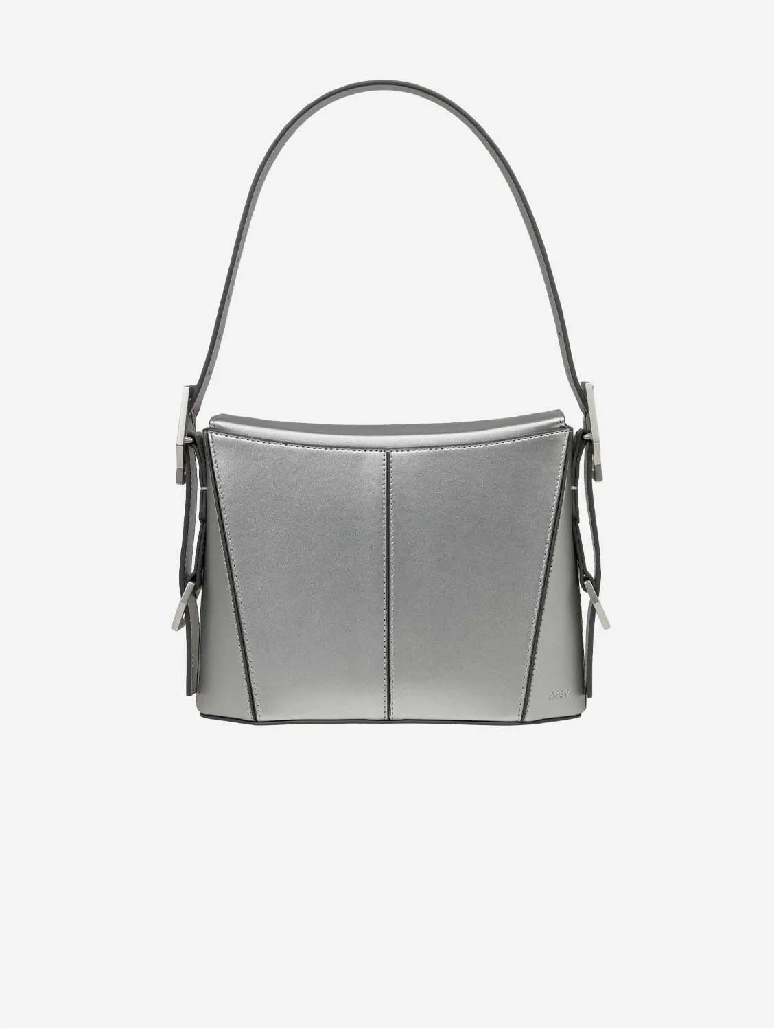 Kiara Vegan Apple Leather Shoulder Bag | Silver