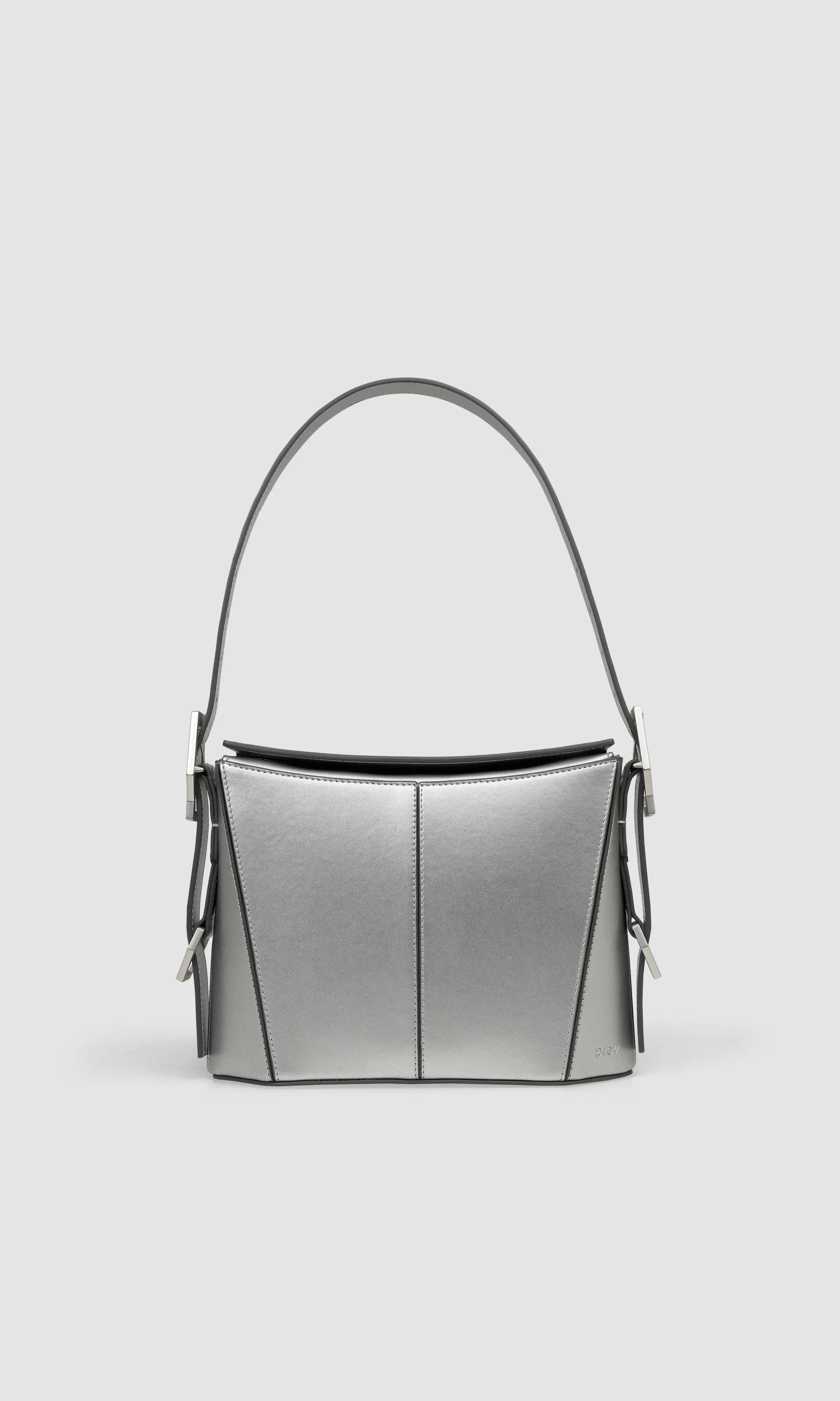 Kiara Vegan Apple Leather Shoulder Bag | Silver