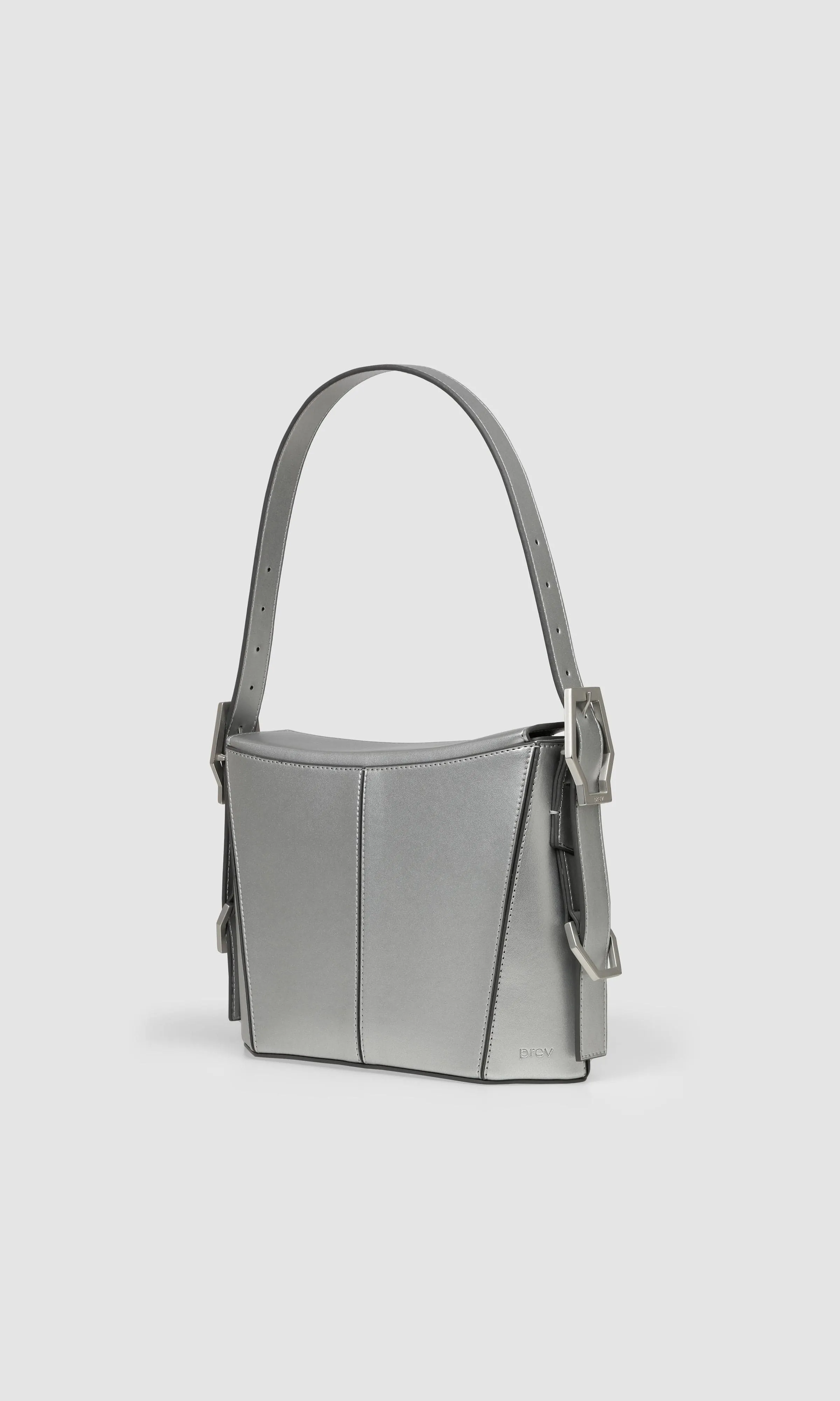 Kiara Vegan Apple Leather Shoulder Bag | Silver