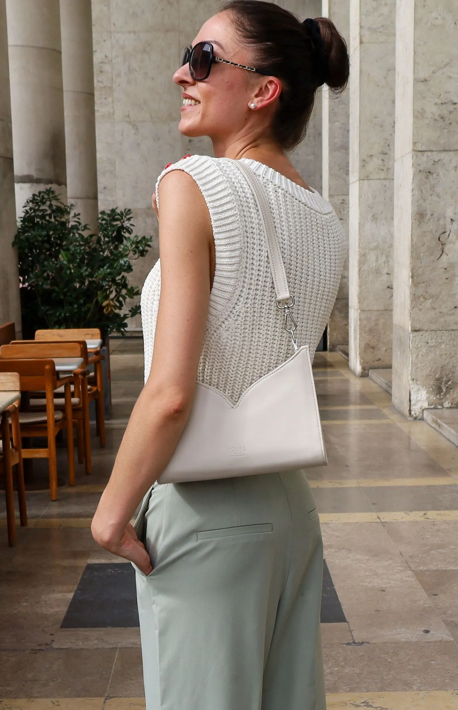Lerisa Grape Leather Vegan Crossbody Bag | Cream