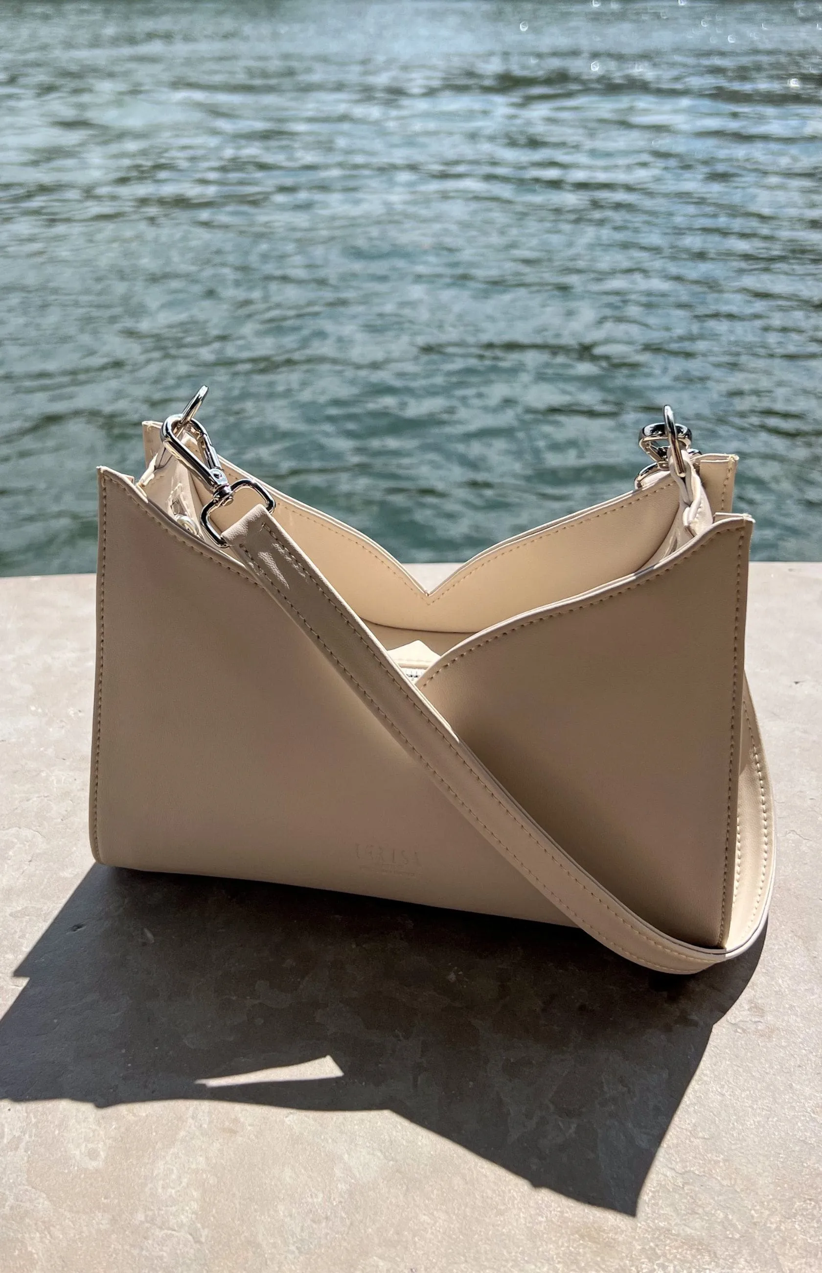 Lerisa Grape Leather Vegan Crossbody Bag | Cream