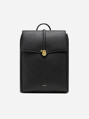 Lock Vegan Leather Backpack | Black Pebbled