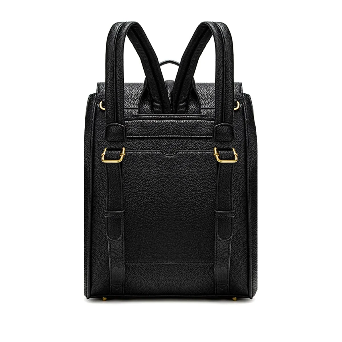 Lock Vegan Leather Backpack | Black Pebbled