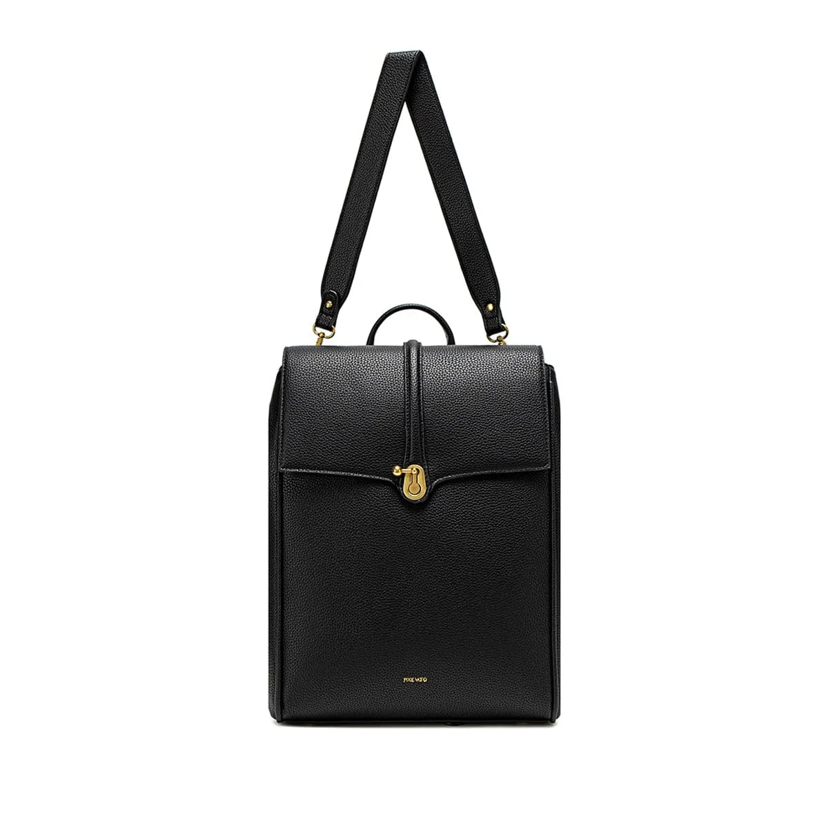 Lock Vegan Leather Backpack | Black Pebbled