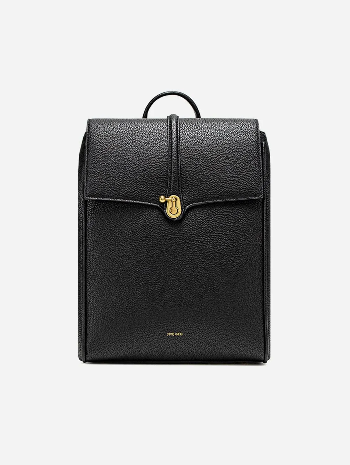 Lock Vegan Leather Backpack | Black Pebbled