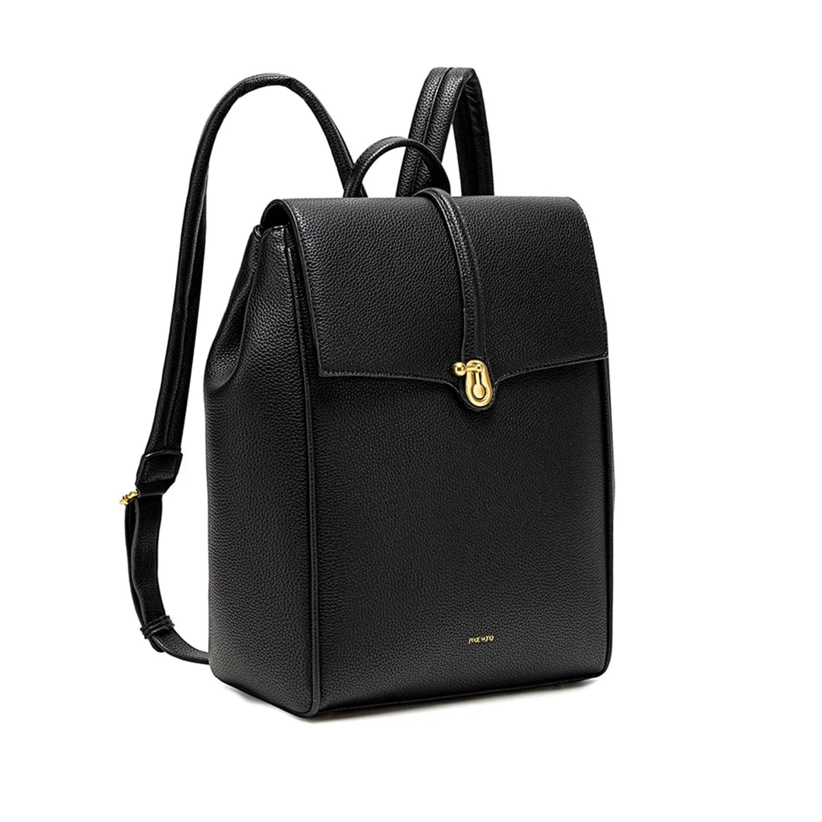 Lock Vegan Leather Backpack | Black Pebbled