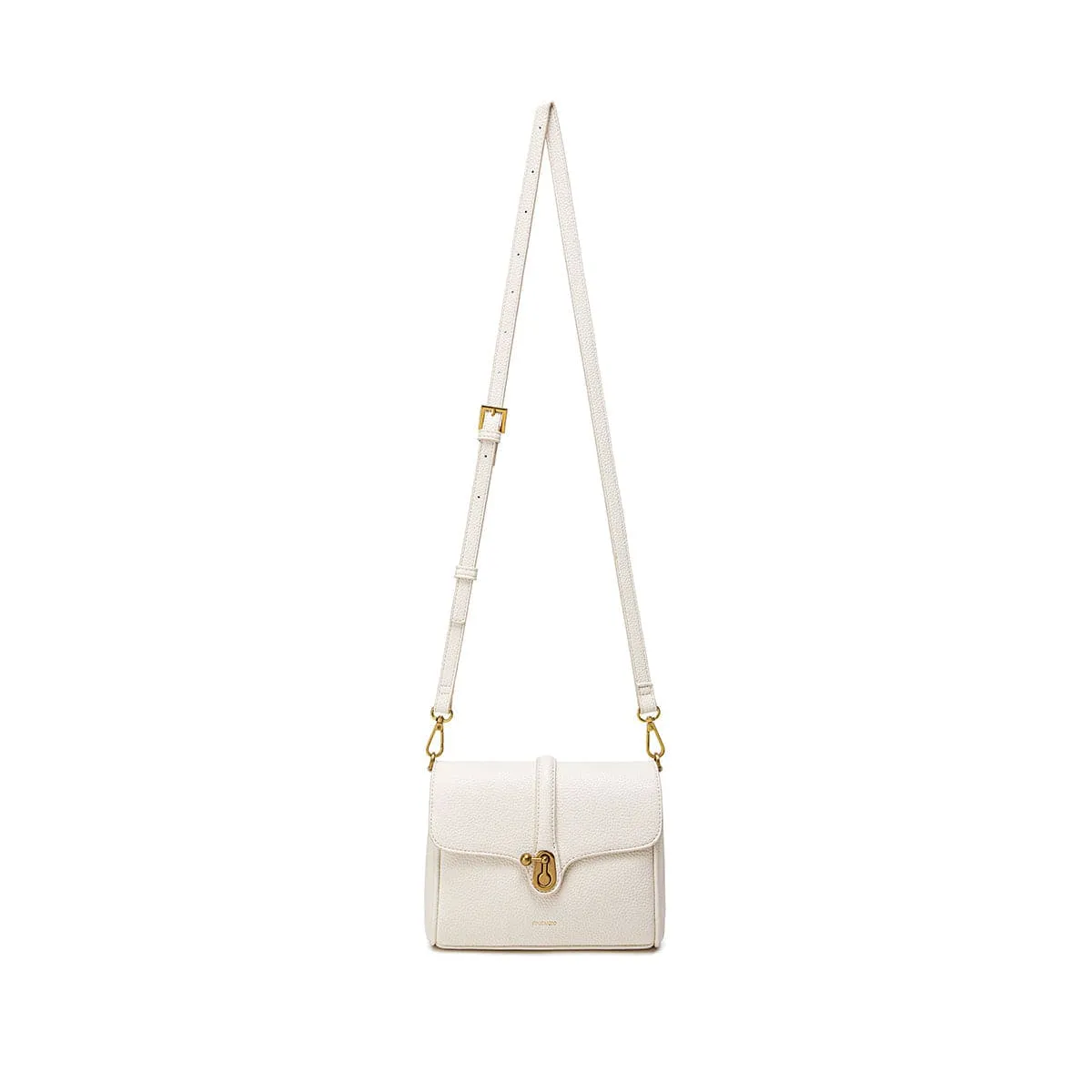 Lock Vegan Leather Crossbody Bag | Coconut Cream Pebbled