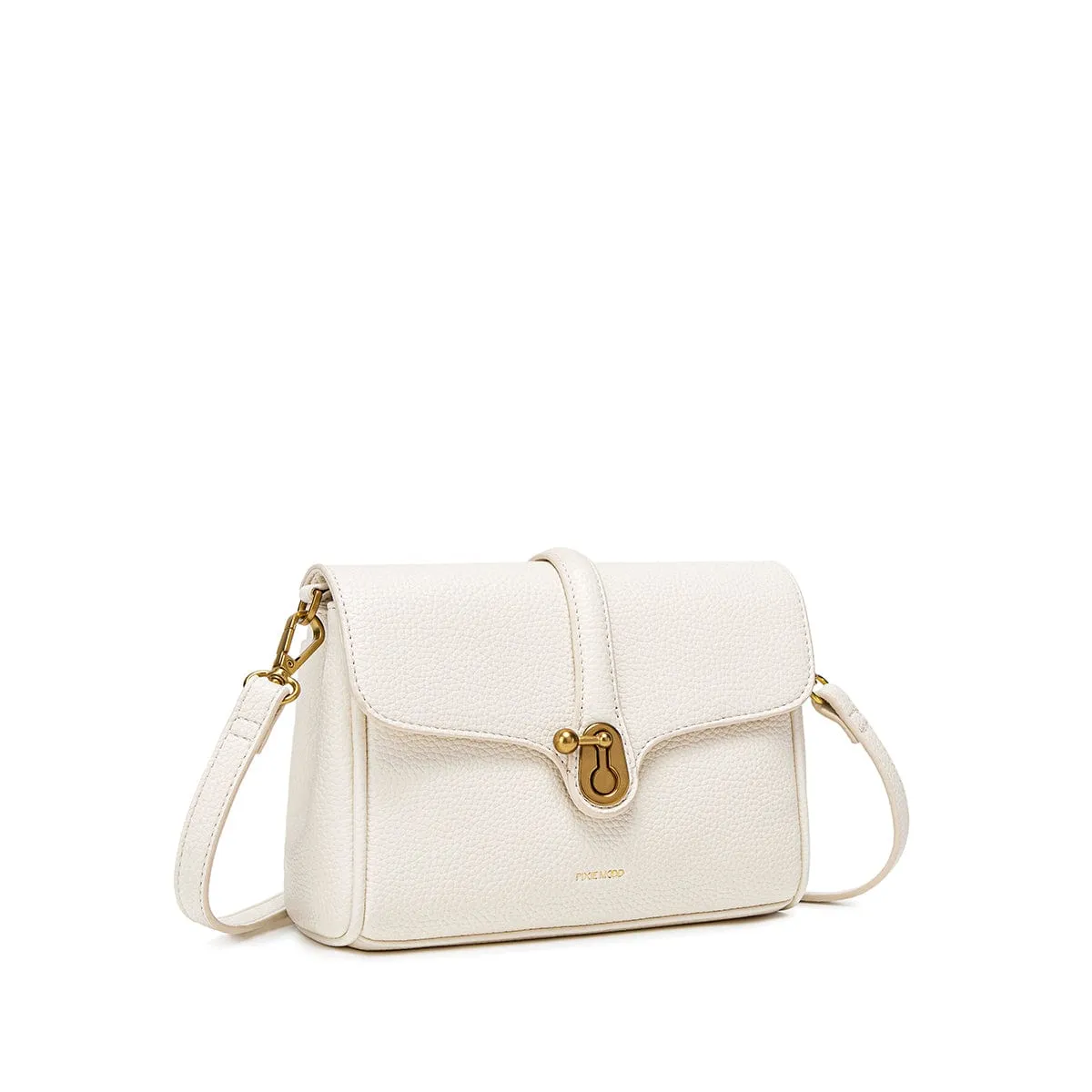 Lock Vegan Leather Crossbody Bag | Coconut Cream Pebbled