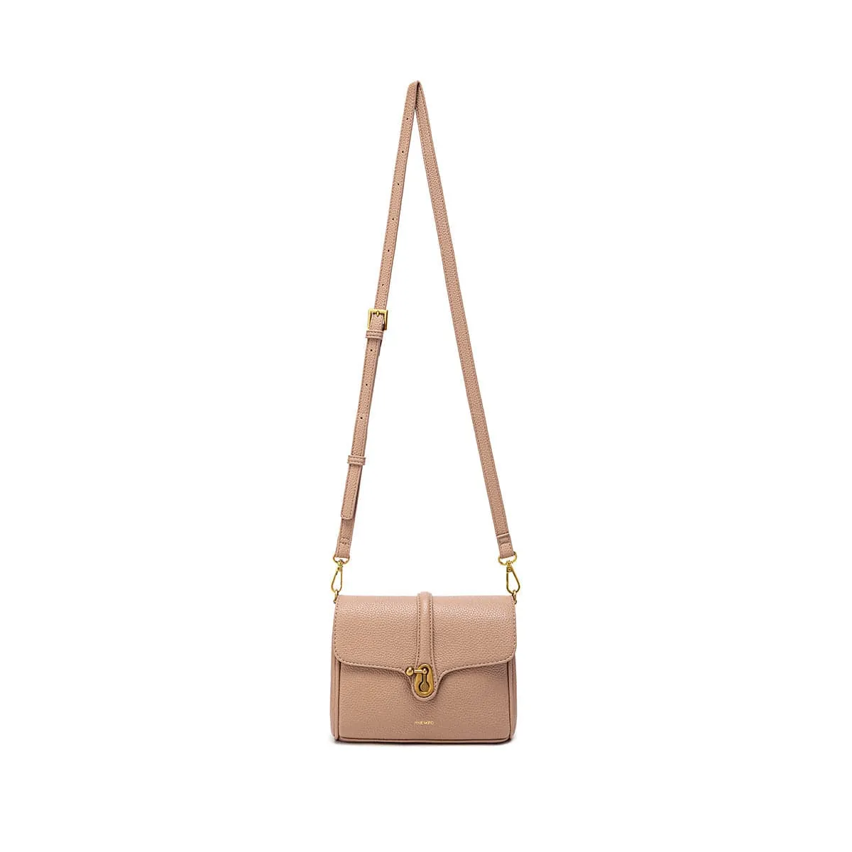 Lock Vegan Leather Crossbody Bag | Latte Pebbled