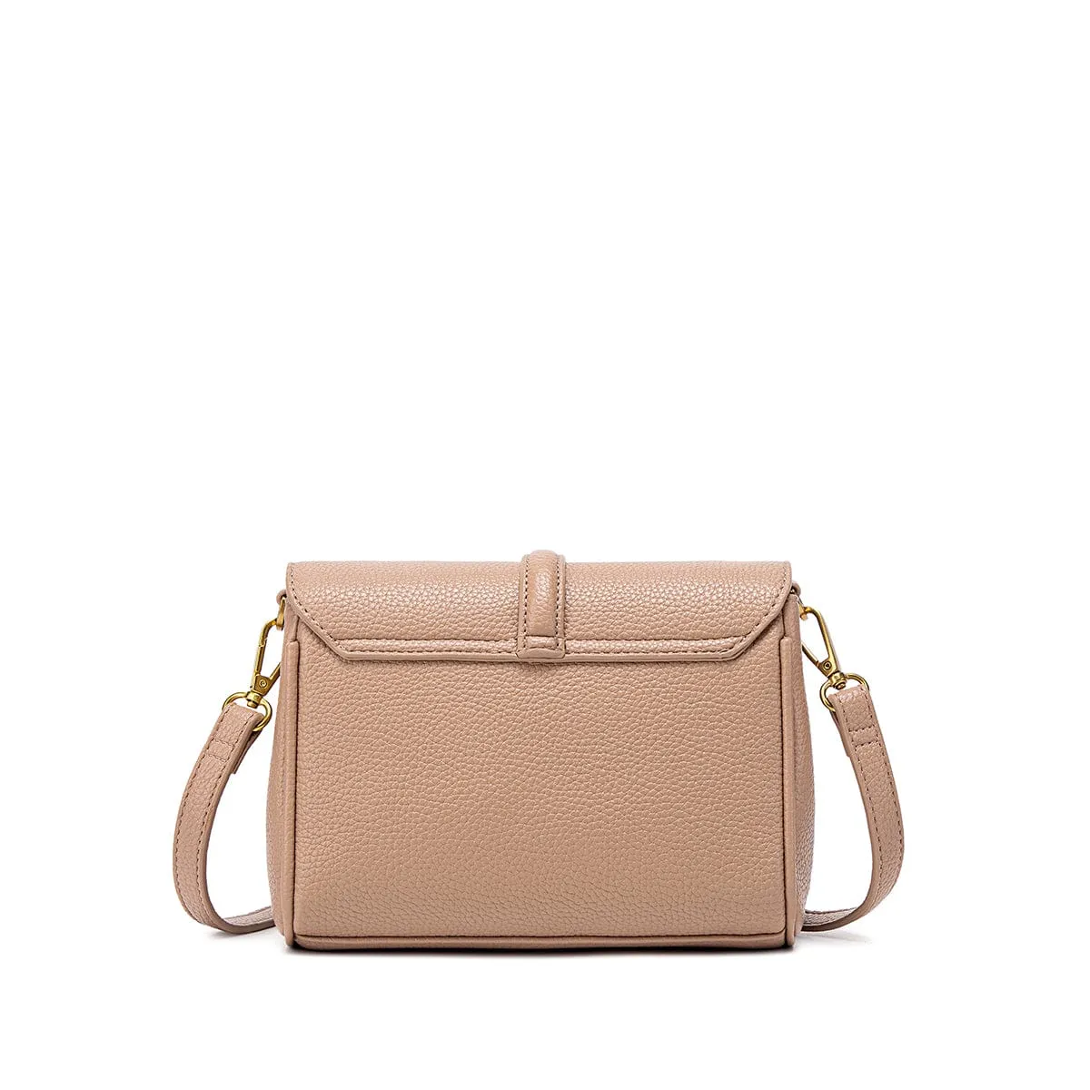 Lock Vegan Leather Crossbody Bag | Latte Pebbled