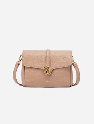 Lock Vegan Leather Crossbody Bag | Latte Pebbled