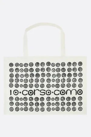 logo print canvas shopping bag