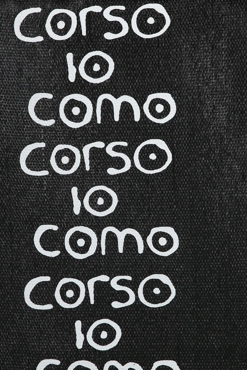 logo print raffia tote bag