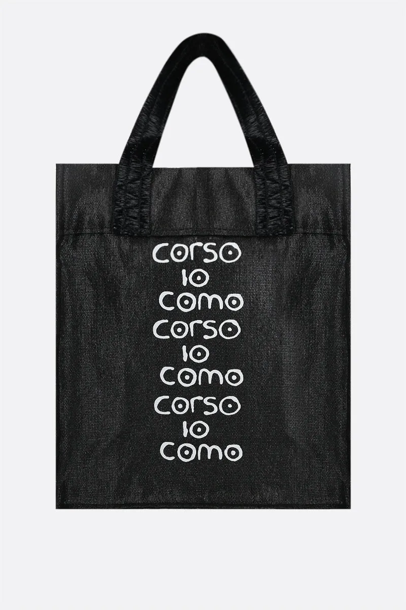 logo print raffia tote bag