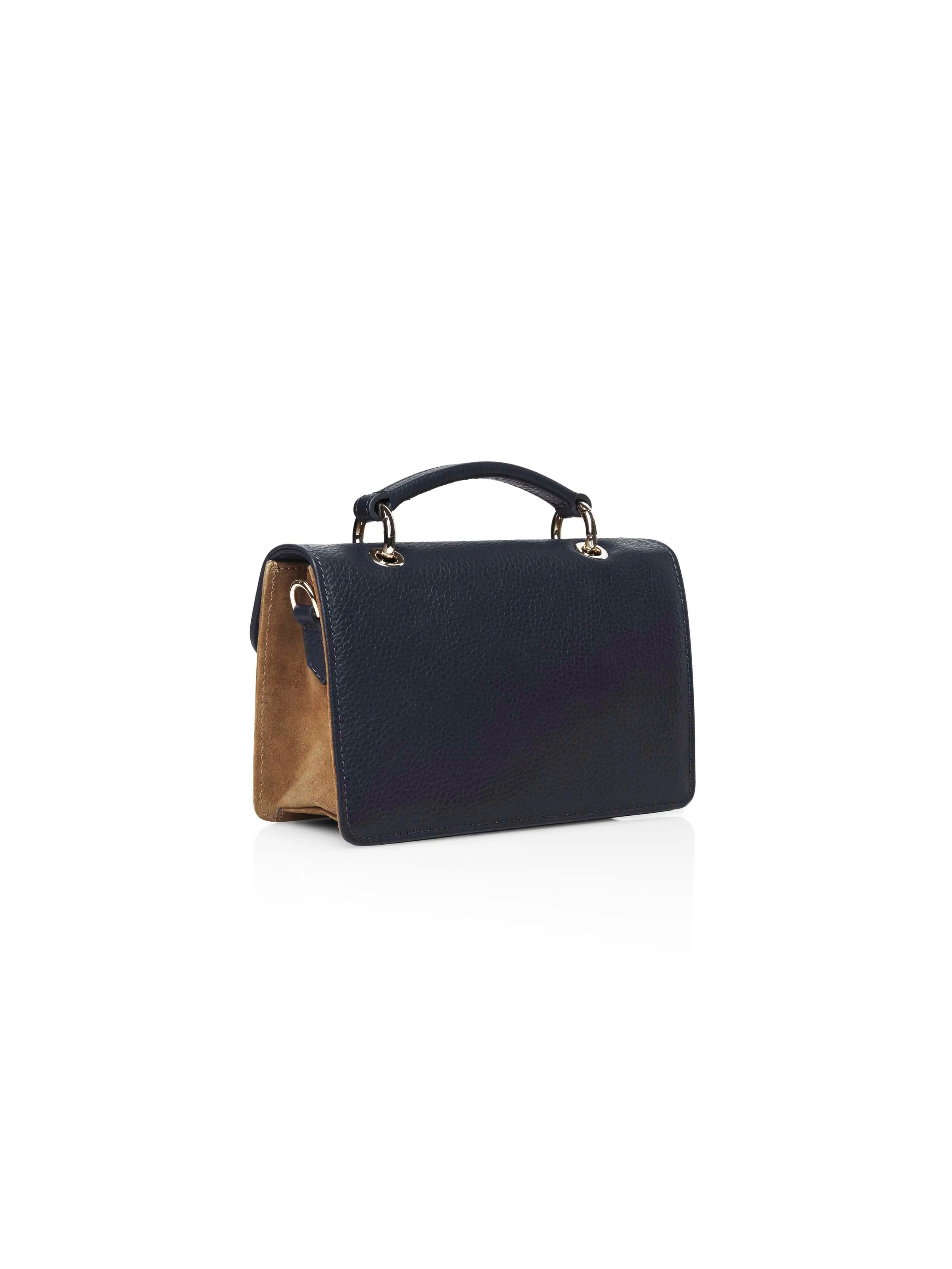 Loxley Mini Cross Body Bag - Tan & Navy Suede