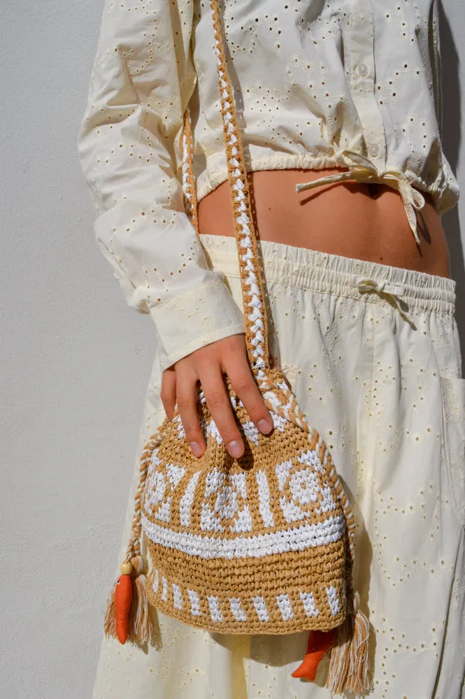 M.A.B.E Pari Raffia Ecru Pouch