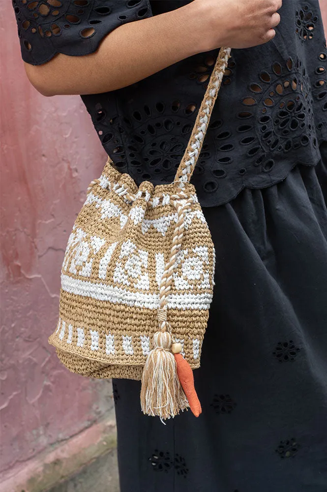 M.A.B.E Pari Raffia Ecru Pouch