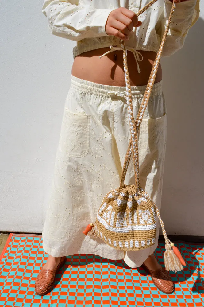 M.A.B.E Pari Raffia Ecru Pouch