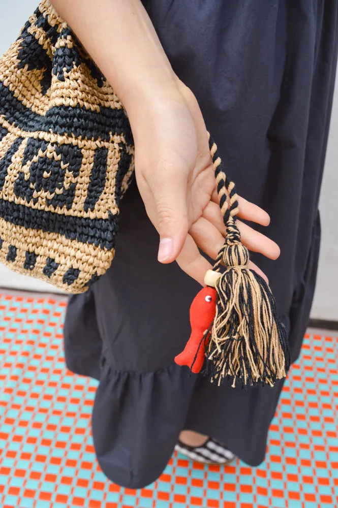 M.A.B.E Pari Raffia Natural/Indigo Pouch
