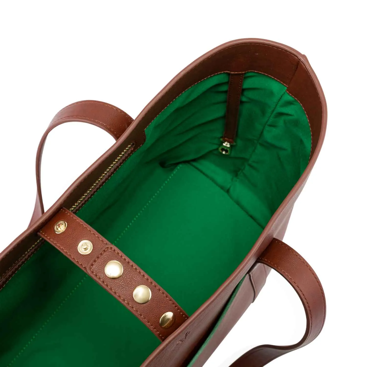 Maddox Vegan Leather Tote Bag | Rust & Emerald