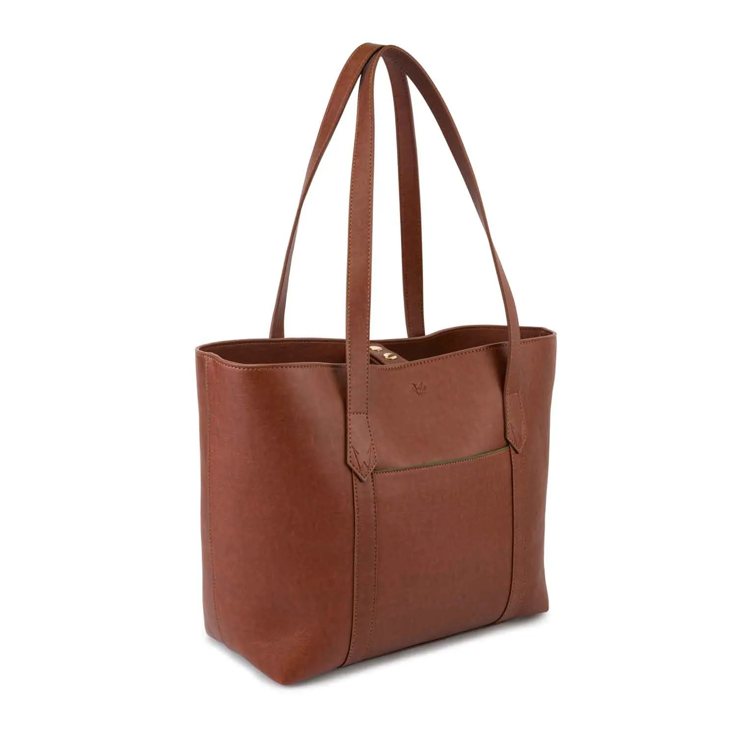 Maddox Vegan Leather Tote Bag | Rust & Emerald
