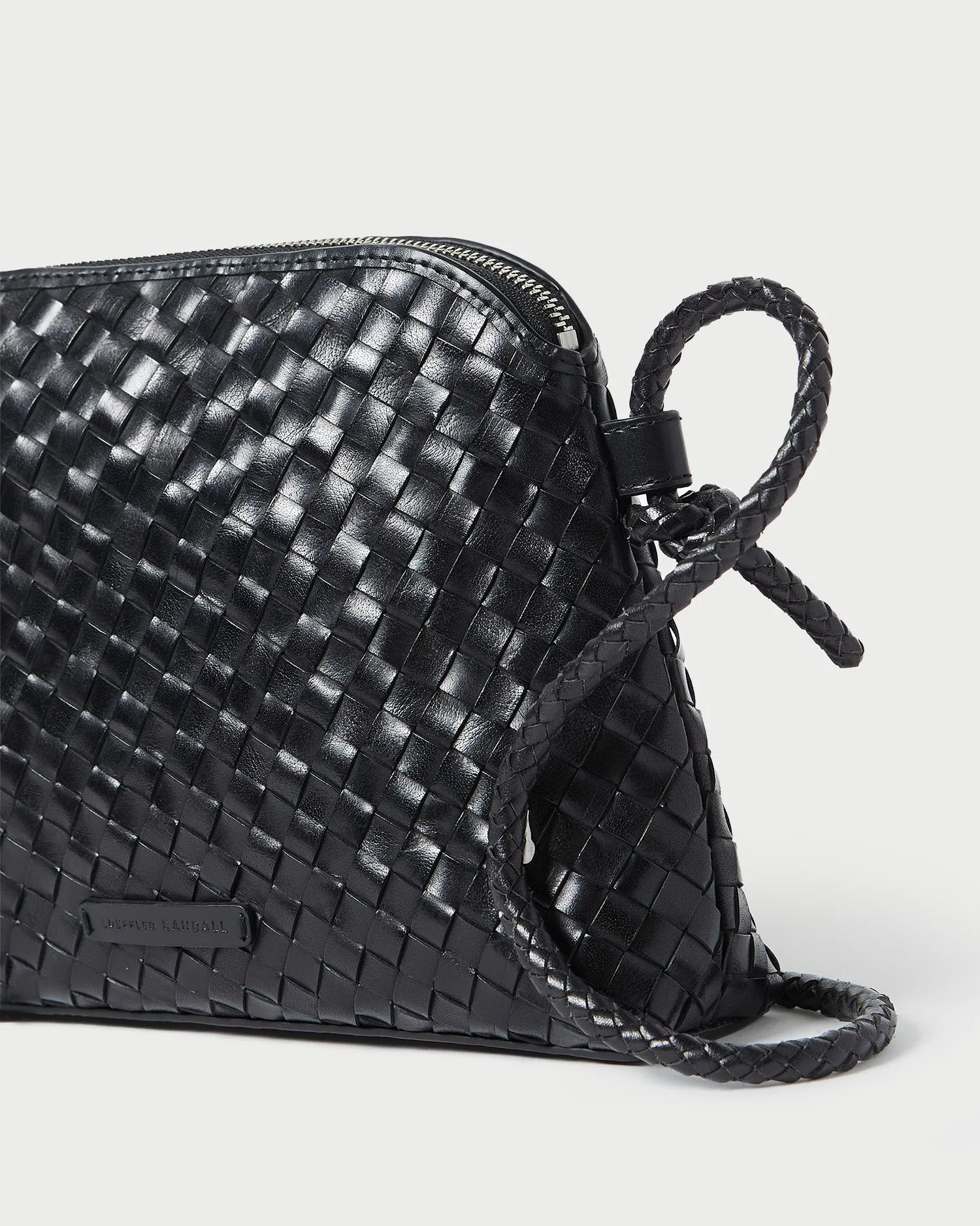 Mallory Black Woven Leather Crossbody