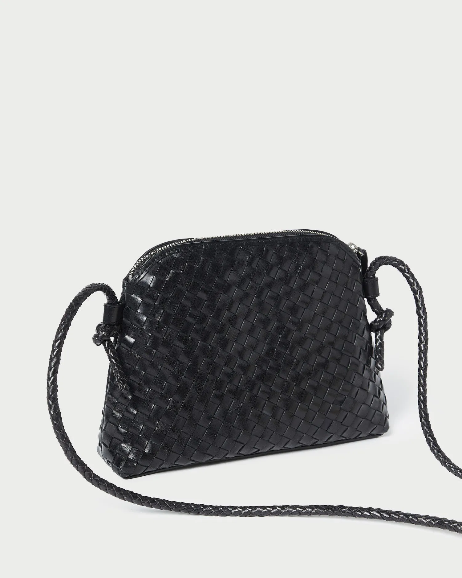 Mallory Black Woven Leather Crossbody
