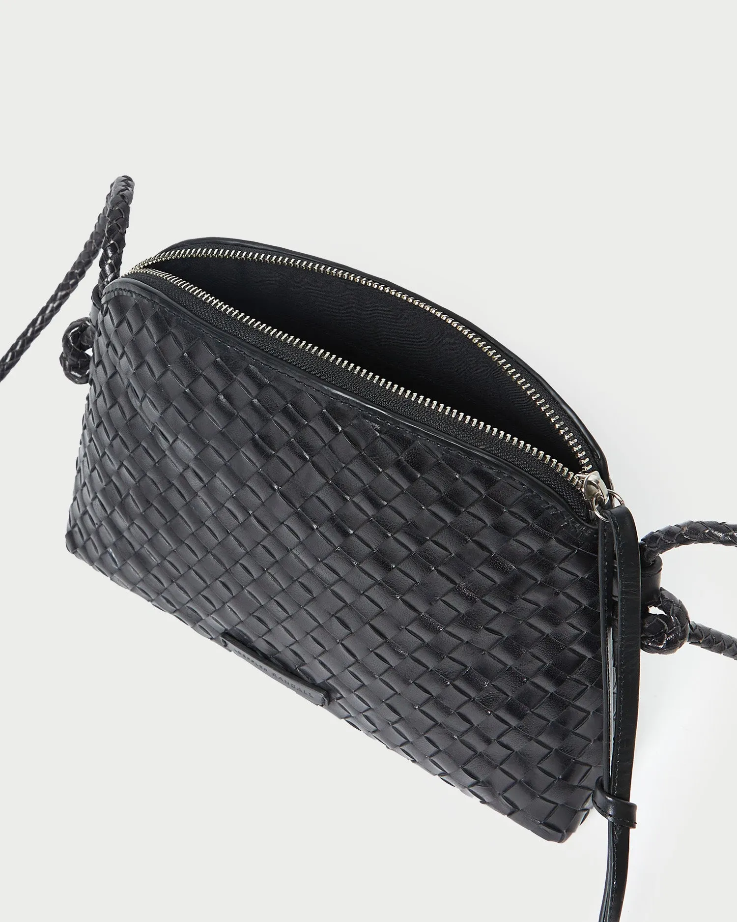 Mallory Black Woven Leather Crossbody