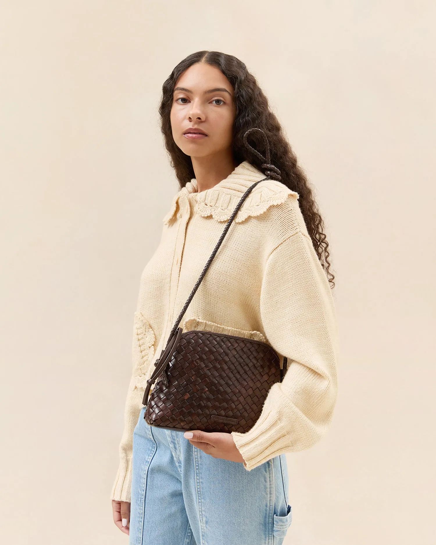 Mallory Chocolate Woven Crossbody