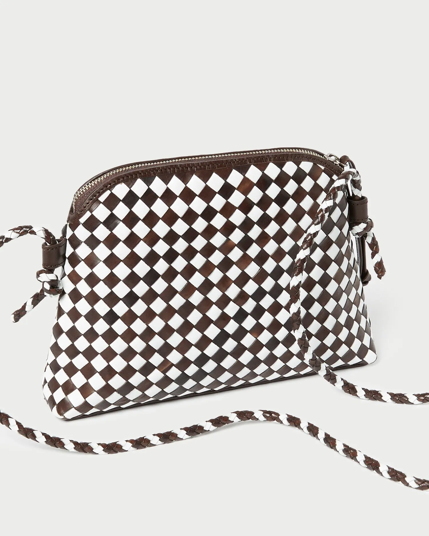 Mallory Chocolate/White Woven Crossbody