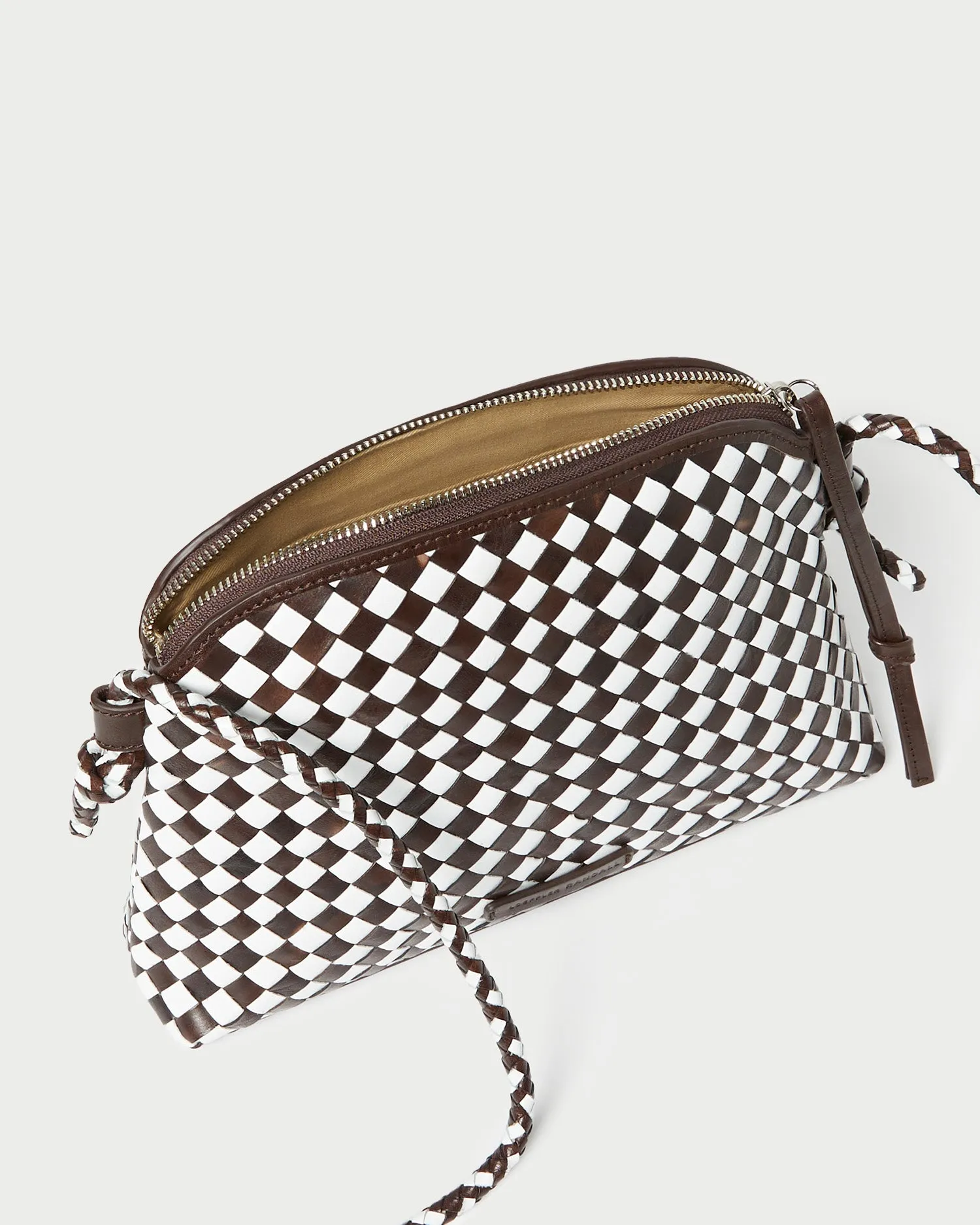 Mallory Chocolate/White Woven Crossbody