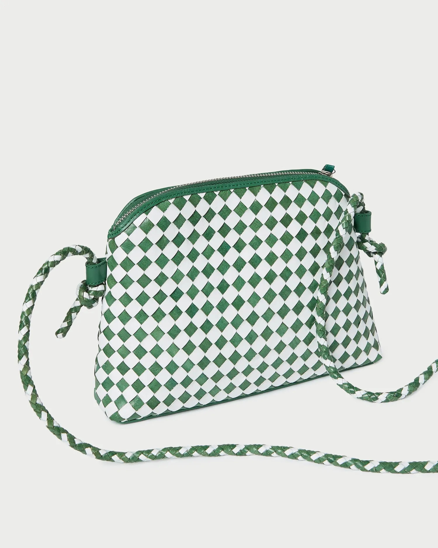 Mallory Emerald/White Woven Crossbody
