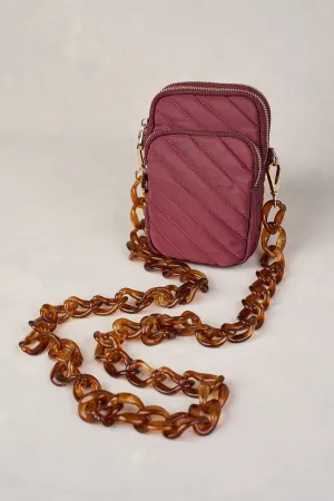 Manon Quilted Phone Bag - Merlot