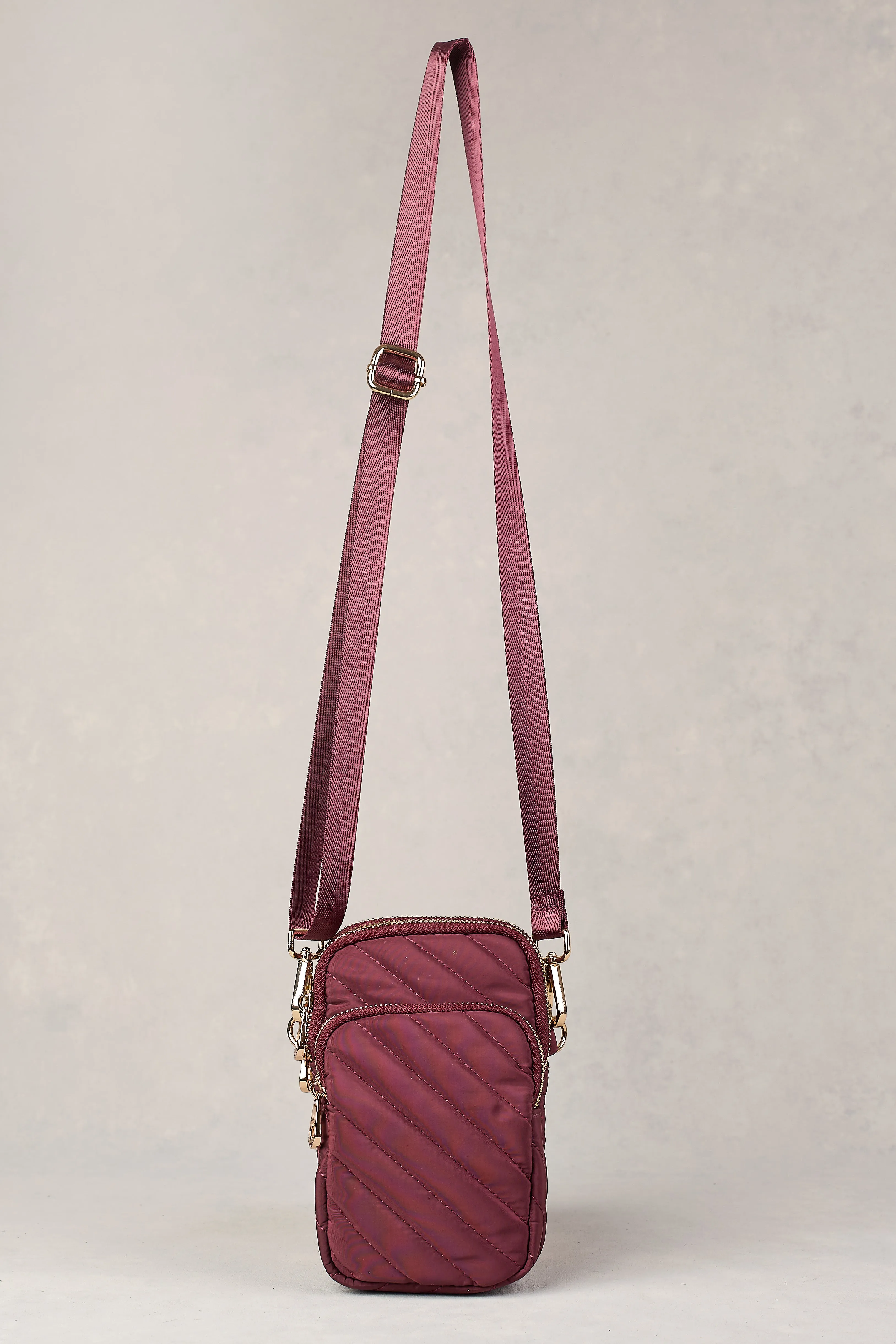 Manon Quilted Phone Bag - Merlot