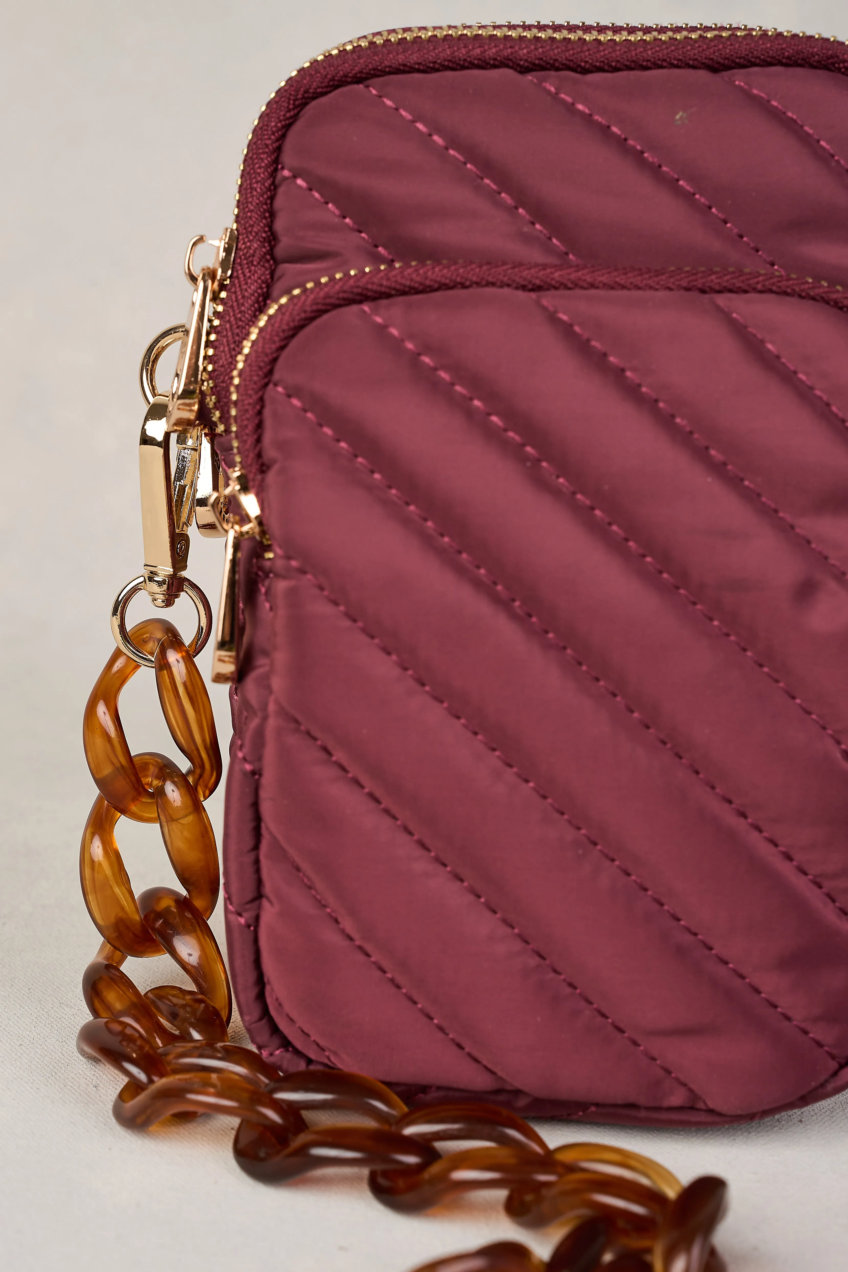 Manon Quilted Phone Bag - Merlot