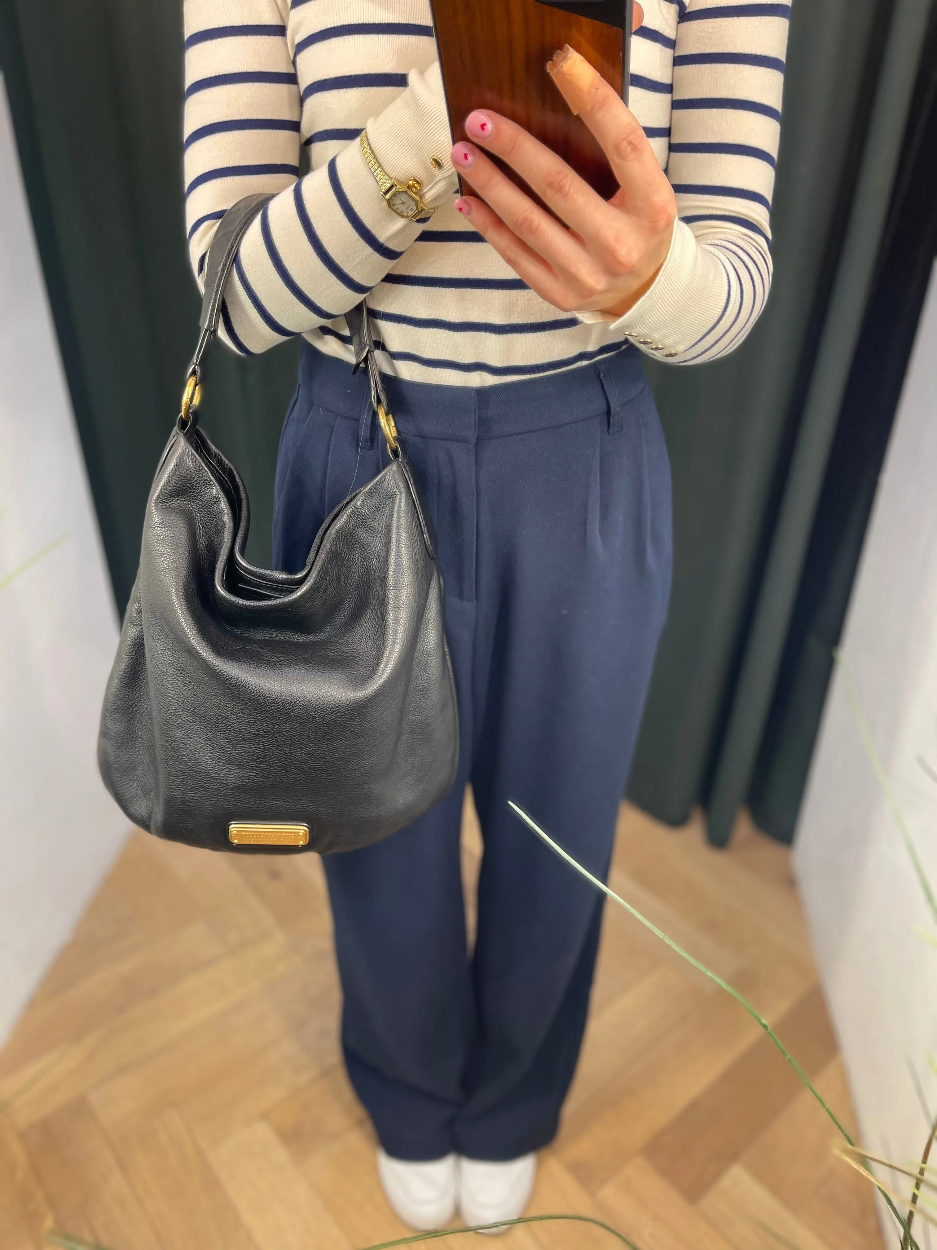 Marc Jacobs Black Leather Hobo / Shoulder Bag