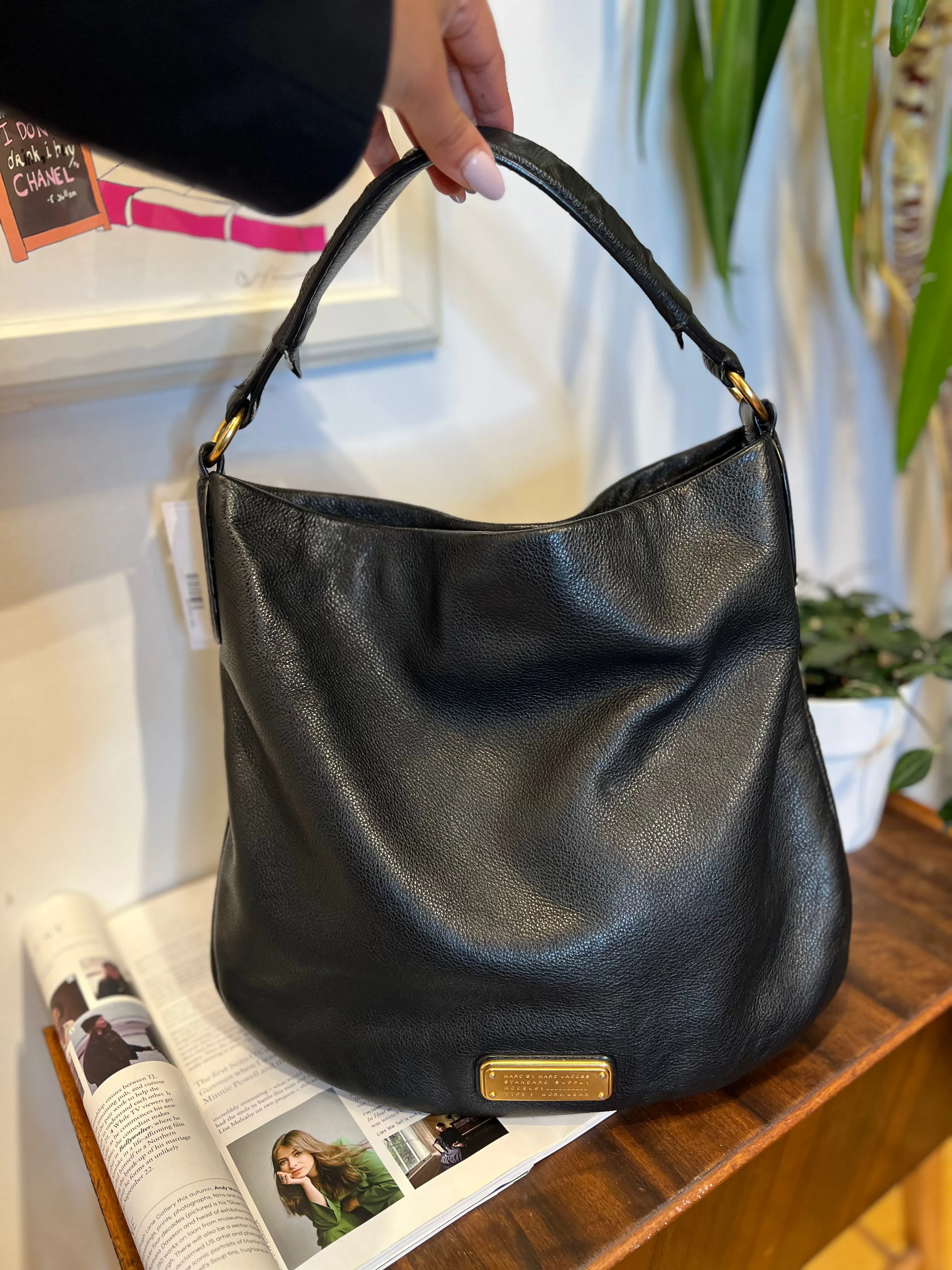 Marc Jacobs Black Leather Hobo / Shoulder Bag