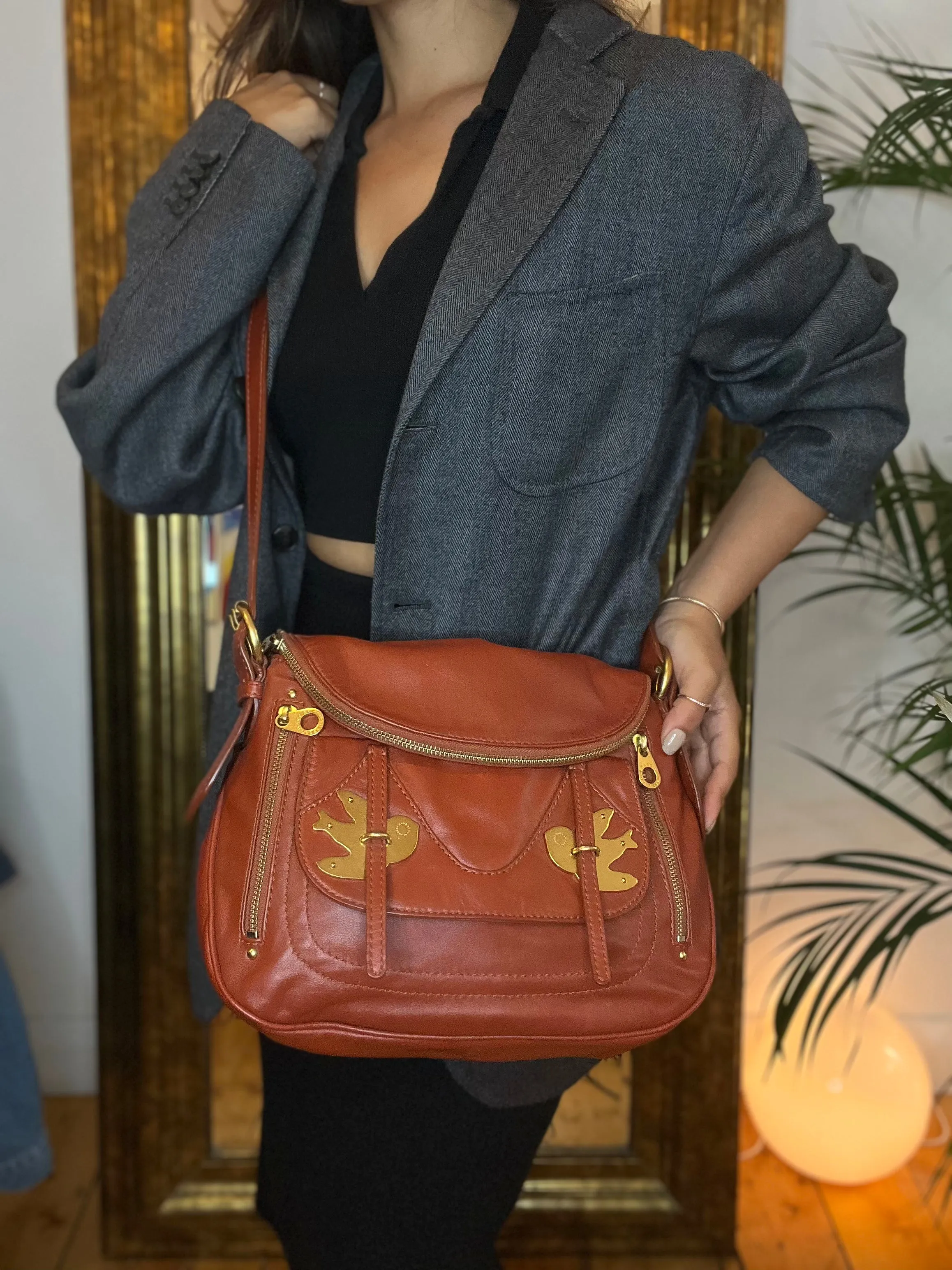 Marc Jacobs Deep Tan Leather Messenger / Crossbody